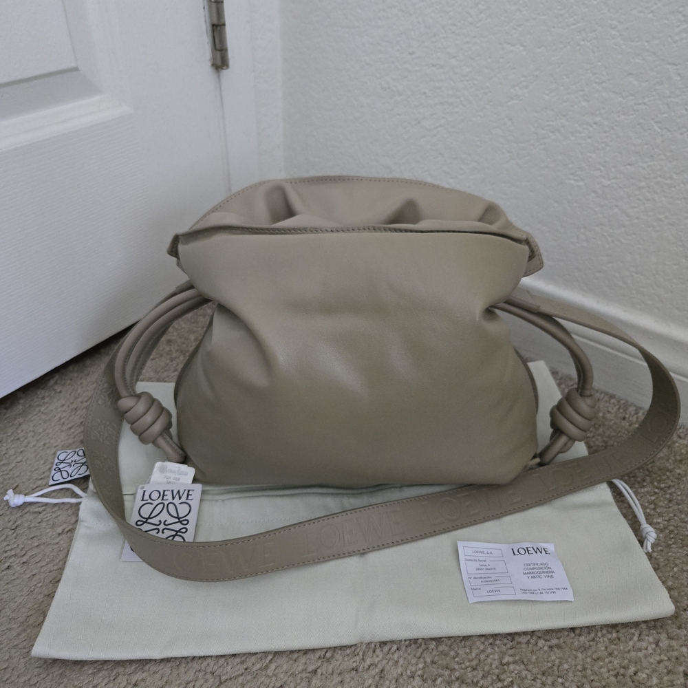 Loewe Flamenco Puffer Bag/ Clutch with Removeable Shoulder Strap Clay Green